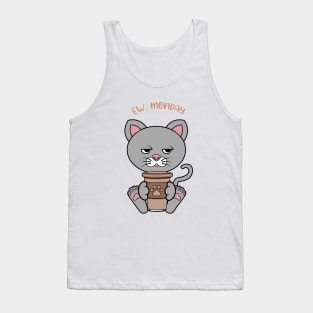 Ew Monday, Funny cat drinking coffee Tank Top